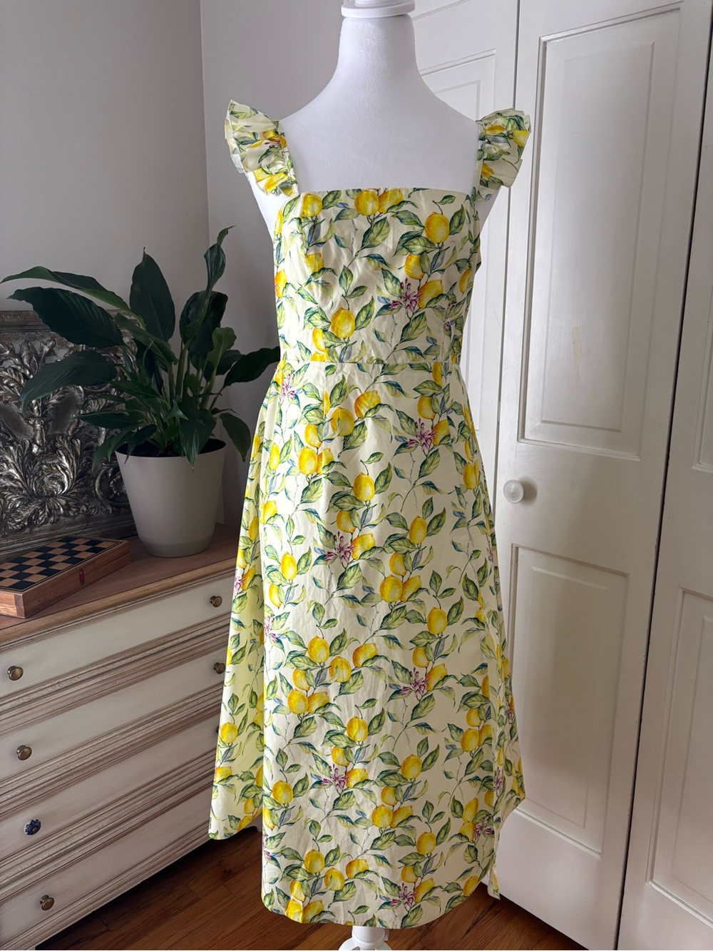 Yellow Lemon-Print Midi Dress Summer in Italy 🇮🇹 Small